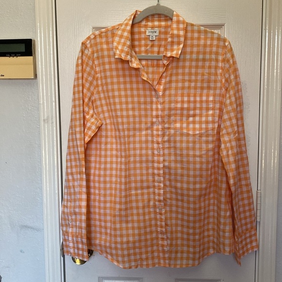 J.Crew Orange Gingham Shirt Size XL NWOT - Picture 4 of 10